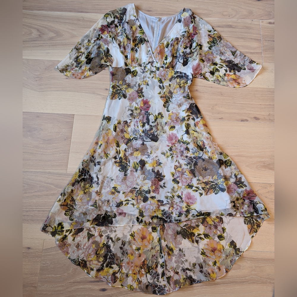 Marciano Floral Silk Midi Dress - Size S